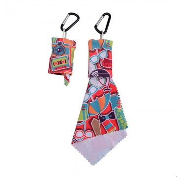 Full Color Microfiber Cleaning Cloth with Carrying Bag and Carabiner